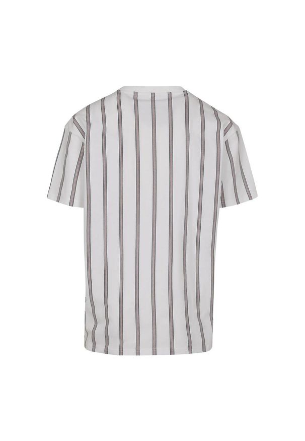 Urban Classics - Gruby T-shirt Męski W Paski Nadruk Na Całej Powierzchni Oversized. Kolor: biały, wielokolorowy, niebieski. Wzór: paski, nadruk