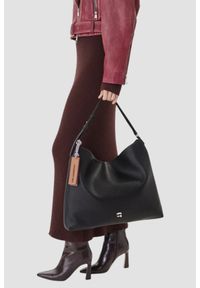 Karl Lagerfeld - KARL LAGERFELD Czarna shopperka damska Ikon Pebble Hobo. Kolor: czarny. Styl: casual, elegancki #6