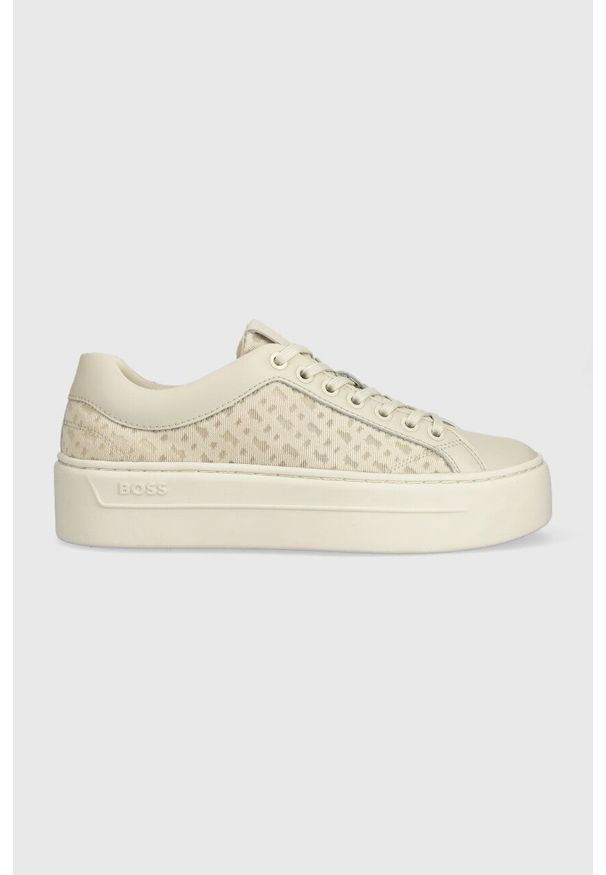 BOSS sneakersy Ashlee kolor beżowy 50498593. Zapięcie: sznurówki. Kolor: beżowy. Materiał: guma. Obcas: na platformie