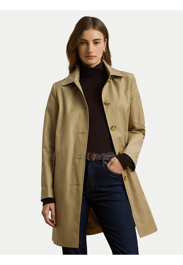 Lauren Ralph Lauren - LAUREN RALPH LAUREN Płaszcz przejściowy 297967121002 Beżowy Straight Fit. Kolor: beżowy. Materiał: bawełna, syntetyk