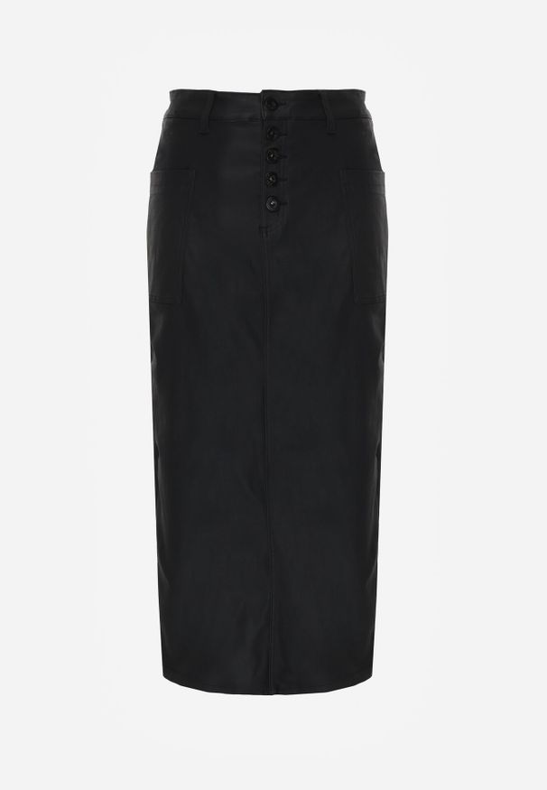 Born2be - Czarna Spódnica Ołówkowa Midi z Imitacji Skóry Adalardo. Okazja: na co dzień. Stan: podwyższony. Kolor: czarny. Materiał: skóra. Styl: casual