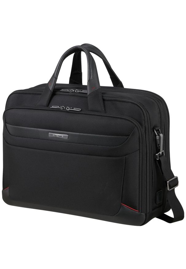 Samsonite 147142 1041 17.3'' PRO-DLX 6 czarny. Kolor: czarny. Materiał: skóra, materiał. Wzór: kolorowy. Styl: elegancki, biznesowy