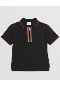 BURBERRY CHILDREN - Czarny t-shirt z suwakiem 4-14 lat. Kolor: czarny. Materiał: bawełna. Sezon: lato. Styl: klasyczny
