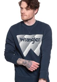 Wrangler - WRANGLER CREW SWEAT NAVY W6M3HA114. Kolor: niebieski #5