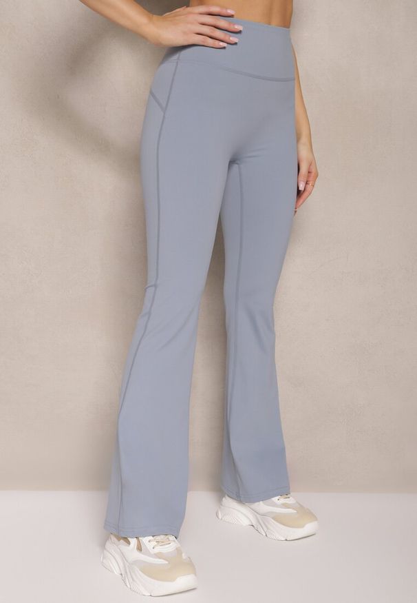 Renee - Jasnoniebieskie Legginsy Dzwony High Waist Korivienne. Okazja: na co dzień. Stan: podwyższony. Kolor: niebieski. Styl: elegancki, casual