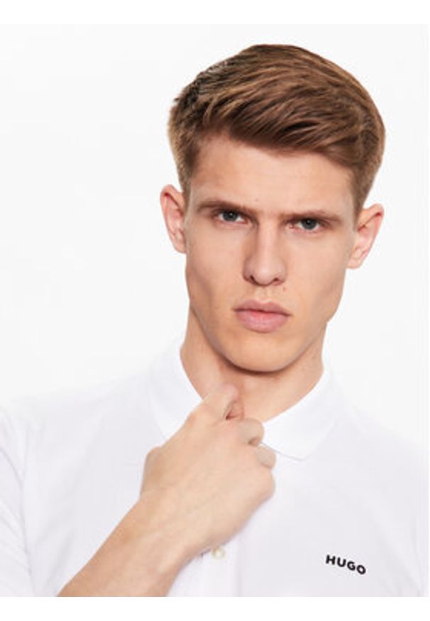 Hugo Polo 50470547 Biały Slim Fit. Typ kołnierza: polo. Kolor: biały. Materiał: bawełna