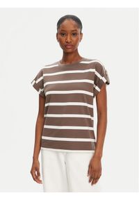 TOMMY HILFIGER - Tommy Hilfiger T-Shirt Gold Button WW0WW45628 Brązowy Regular Fit. Kolor: brązowy. Materiał: bawełna