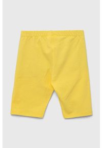 United Colors of Benetton legginsy dziecięce kolor żółty gładkie. Kolor: żółty. Materiał: dzianina. Długość: długie. Wzór: gładki #2