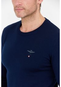 Aeronautica Militare - AERONAUTICA MILITARE Granatowy sweter męski z wełny merynosa. Kolor: niebieski. Materiał: wełna #2