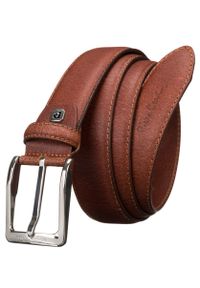 Pasek skórzany Pierre Cardin 9025 koniakowy. Materiał: skóra. Wzór: gładki. Styl: klasyczny