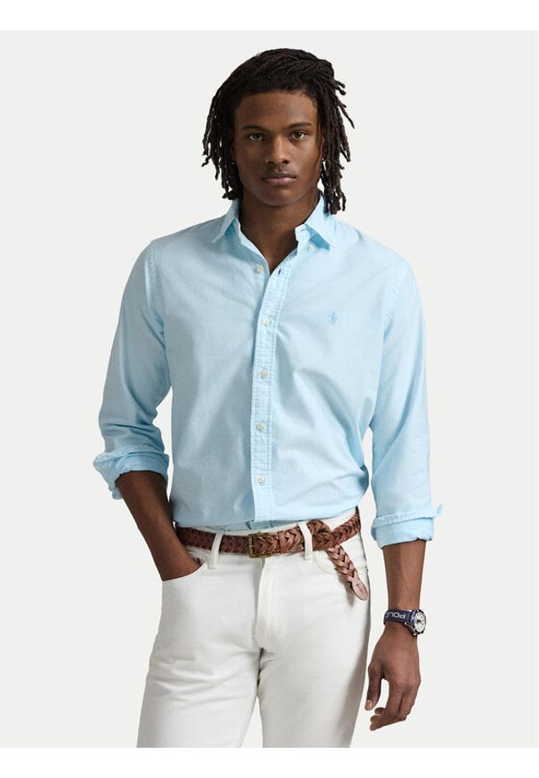Polo Ralph Lauren Koszula 710968913005 Błękitny Custom Fit. Typ kołnierza: polo. Kolor: niebieski. Materiał: bawełna