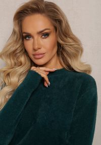 Renee - Ciemnozielony Sweter Wełniany Elisabema. Kolor: zielony. Materiał: wełna. Długość rękawa: długi rękaw. Długość: długie. Styl: klasyczny #5