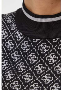 Guess sukienka kolor czarny mini dopasowana. Kolor: czarny. Materiał: dzianina. Długość rękawa: długi rękaw. Typ sukienki: dopasowane. Długość: mini #2