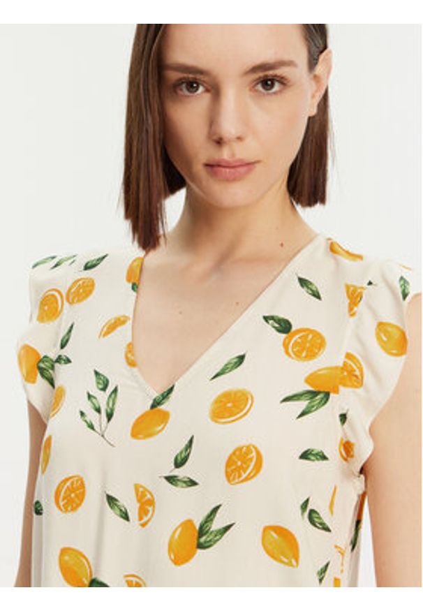 Pieces Bluzka Nya 17147804 Écru Regular Fit. Materiał: wiskoza