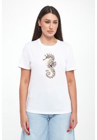 Liu Jo - T-shirt damski z nadrukiem i cyrkoniami LIU JO. Wzór: nadruk #2