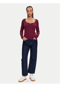 Tommy Jeans Bluzka DW0DW18425 Bordowy Slim Fit. Kolor: czerwony. Materiał: bawełna #5