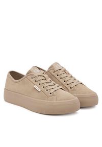 Calvin Klein Sneakersy Vulc Flatf Lace Up Sue/Wl Ck YW0YW02000 Beżowy. Kolor: beżowy. Materiał: zamsz, skóra #6