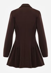 Born2be - Brązowa Sukienka o Kroju Marynarki VICES z Poduszkami w Ramionach Serlina. Okazja: na co dzień. Kolor: brązowy. Styl: elegancki, klasyczny, casual #2