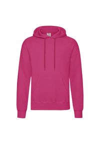 FRUIT OF THE LOOM - Męska Klasyczna Bluza Z Kapturem. Typ kołnierza: kaptur. Kolor: różowy