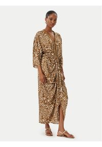 LOLA CASADEMUNT Sukienka letnia LS2616031 Brązowy Relaxed Fit. Kolor: brązowy. Materiał: wiskoza. Sezon: lato #1