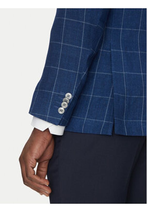 BOSS Marynarka H-Hutson-233 50540502 Niebieski Slim Fit. Kolor: niebieski. Materiał: wiskoza, len