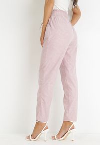 Born2be - Różowe Spodnie z Gumką w Pasie Krette. Kolor: różowy. Materiał: bawełna, tkanina #4