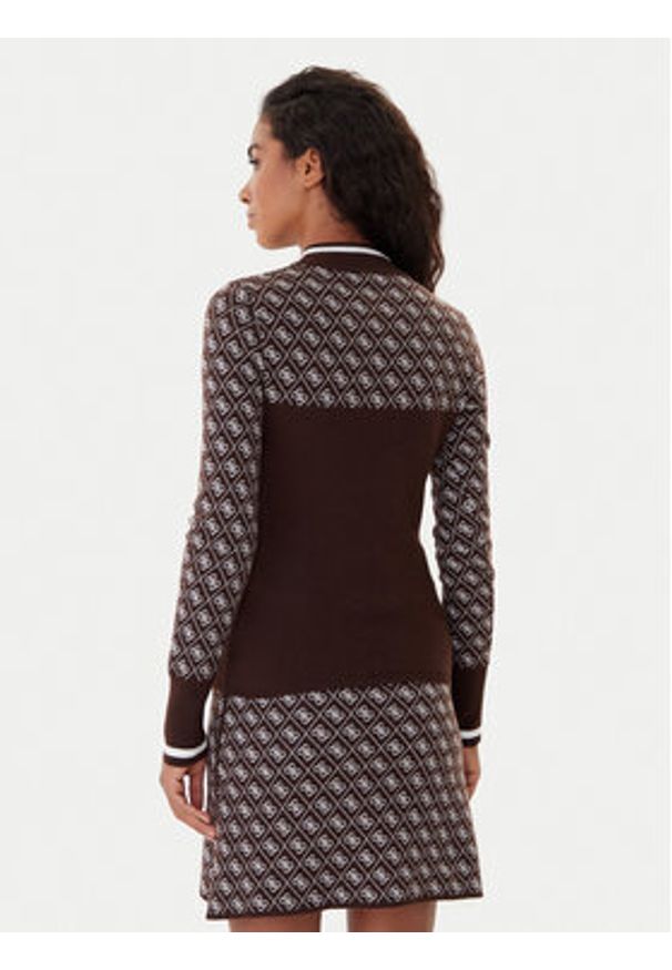 Guess Sweter W5BR24 Z3JD2 Brązowy Slim Fit. Kolor: brązowy. Materiał: syntetyk