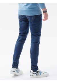 Ombre Clothing - Spodnie męskie jeansowe SKINNY FIT - niebieskie P1060 - XXL. Kolor: niebieski. Materiał: jeans #9