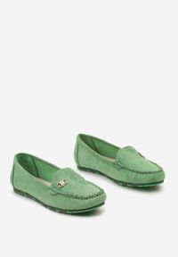Born2be - Jasnozielone Mokasyny Niwita. Nosek buta: okrągły. Kolor: zielony. Materiał: jeans, len. Wzór: jednolity. Styl: klasyczny #4