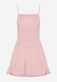 Born2be - Różowa Sukienka Vices na Ramiączkach o Fasonie Bombki Folonna. Okazja: na co dzień. Typ kołnierza: dekolt kwadratowy. Kolor: różowy. Długość rękawa: na ramiączkach. Typ sukienki: bombki. Styl: casual, elegancki #7