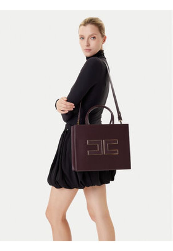 Elisabetta Franchi Torebka BS-32A-56E2-V420 Bordowy. Kolor: czerwony. Materiał: skórzane