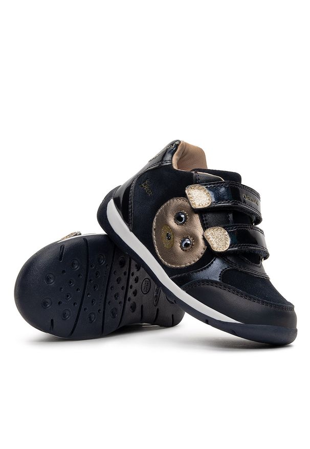 Geox - Buty sneakersy dziecięce GEOX B Each G. Granatowy. Okazja: na co dzień. Kolor: niebieski. Materiał: skóra, zamsz. Szerokość cholewki: normalna