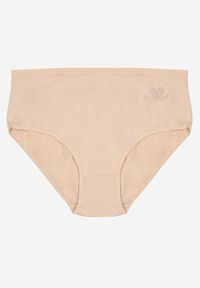 Renee - Beżowe Bawełniane Majtki Figi w Minimalistycznym Stylu Idira. Kolekcja: plus size. Kolor: beżowy. Materiał: bawełna