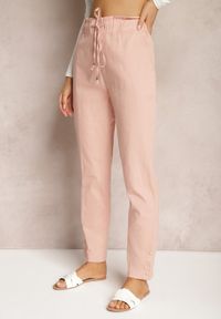 Renee - Różowe Spodnie z Regularnym Stanem Ściągane Sznurkiem Aryle. Kolor: różowy #3