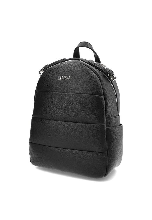 Big Star Accessories - Czarny Stylowy Plecak Damski Big Star. Kolor: czarny. Materiał: skórzane. Styl: elegancki