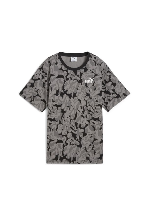 Puma - Damska koszulka ESS NATURE 2.0 Relaxed AOP PUMA Black. Kolor: czarny. Materiał: guma. Wzór: nadruk. Sport: fitness