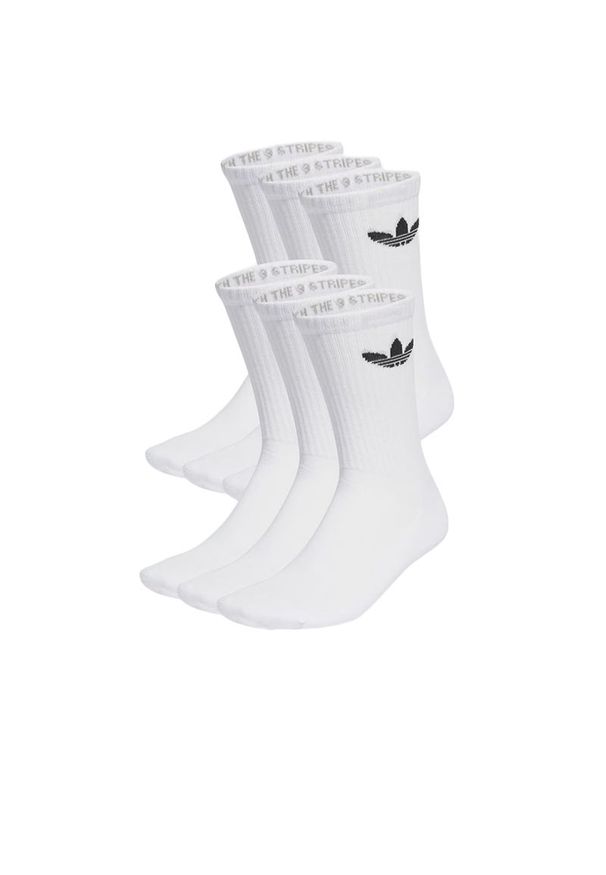 Adidas - Skarpetki unisex adidas Originals Trefoil Crew Socks 6 Pairs IJ5619 - białe. Kolor: biały. Materiał: poliester, materiał, bawełna, elastan, nylon. Wzór: aplikacja