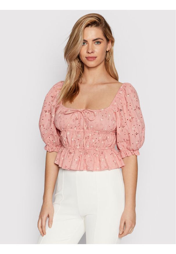 Guess Bluzka Lulu W2GH39 WEIV0 Różowy Slim Fit. Kolor: różowy. Materiał: bawełna