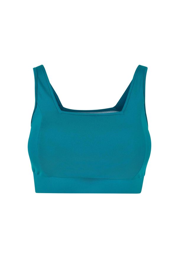 Damski kwadratowy biustonosz sportowy z recyklingu Urban Classics. Kolor: zielony