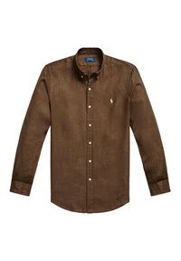 Polo Ralph Lauren Koszula 710968915500 Brązowy jasny Slim Fit. Typ kołnierza: polo. Kolor: brązowy. Materiał: len #4