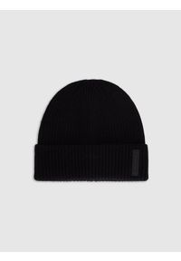 4f - 4F Czapka beanie męska - czarna M. Kolor: czarny. Materiał: wełna, dzianina. Sezon: zima. Styl: klasyczny, casual, elegancki