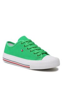 TOMMY HILFIGER - Tommy Hilfiger Trampki Low Cut Lace-Up Sneaker T3A9-32677-0890 Zielony. Kolor: zielony. Materiał: materiał #3