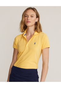 Ralph Lauren - RALPH LAUREN - Żółta koszulka Polo Tailored Fit z logo. Typ kołnierza: polo. Kolor: żółty. Materiał: elastan, bawełna. Styl: klasyczny