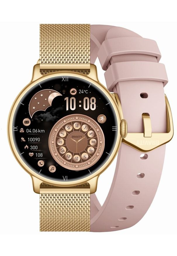 Smartwatch Gravity SMARTWATCH DAMSKI GRAVITY GT33-1 - AMOLED, DODATKOWY PASEK (sg048a). Rodzaj zegarka: smartwatch