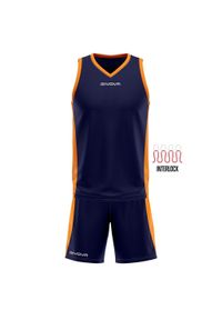 Givova Kit Power Interlock 2XS bez rękawów, dekolt w szpic. Kolor: niebieski, pomarańczowy, wielokolorowy. Długość rękawa: bez rękawów. Sport: koszykówka