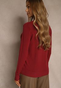 Renee - Bordowy Casualowy Sweter z Półgolfem w Minimalistycznym Stylu Seorienne. Okazja: na co dzień. Kolor: czerwony. Długość: długie. Styl: casual #4