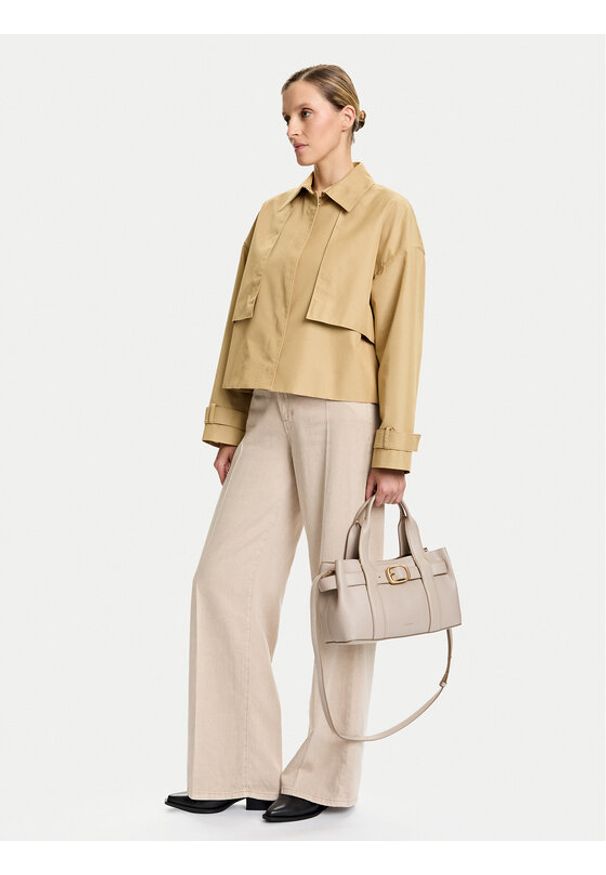 Calvin Klein Torebka Buckle Mini Tote With Strap LV04F3295G Beżowy. Kolor: beżowy. Materiał: skórzane