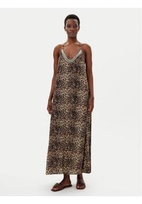 LOLA CASADEMUNT Sukienka letnia LS2516041 Brązowy Relaxed Fit. Kolor: brązowy. Materiał: wiskoza. Sezon: lato