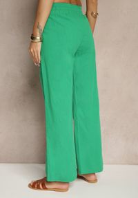 Renee - Zielone Bawełniane Spodnie z Kokardą Davilena. Okazja: na co dzień. Stan: podwyższony. Kolor: zielony. Materiał: bawełna. Styl: elegancki, casual #4