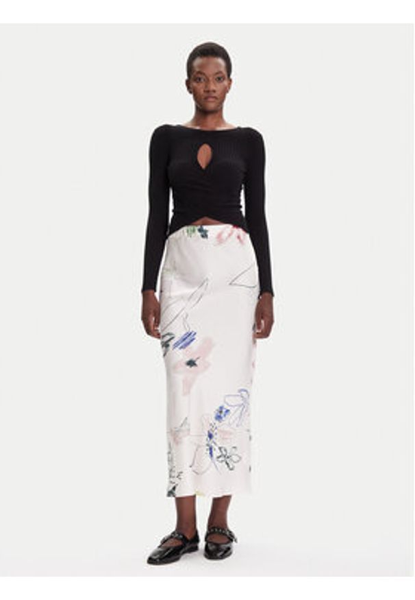 Desigual Spódnica maxi Paul 25WWFW07 Biały Regular Fit. Kolor: biały. Materiał: wiskoza